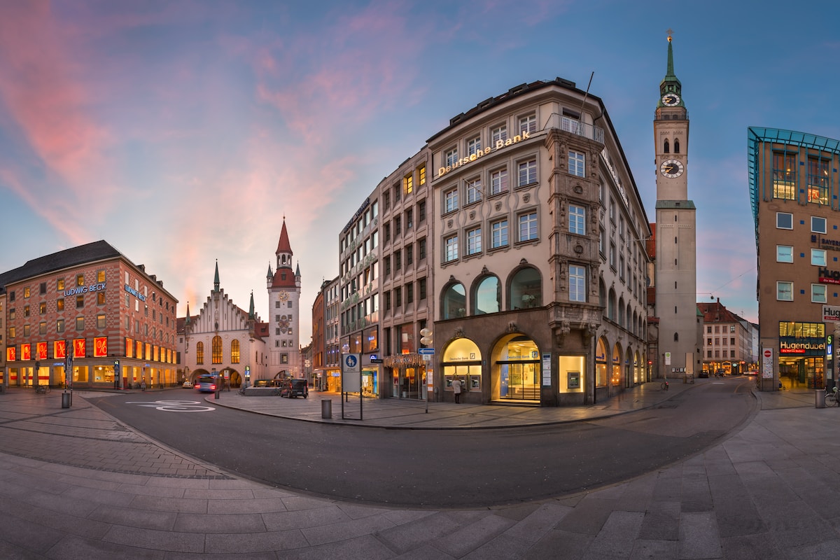 Panorama of Marienplatz in Munich, Germany