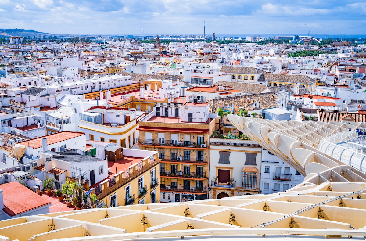 a view of a city from the top of a building - Seville, Spain