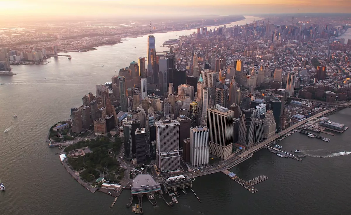 aerial photography of buildings near sea - Manhattan