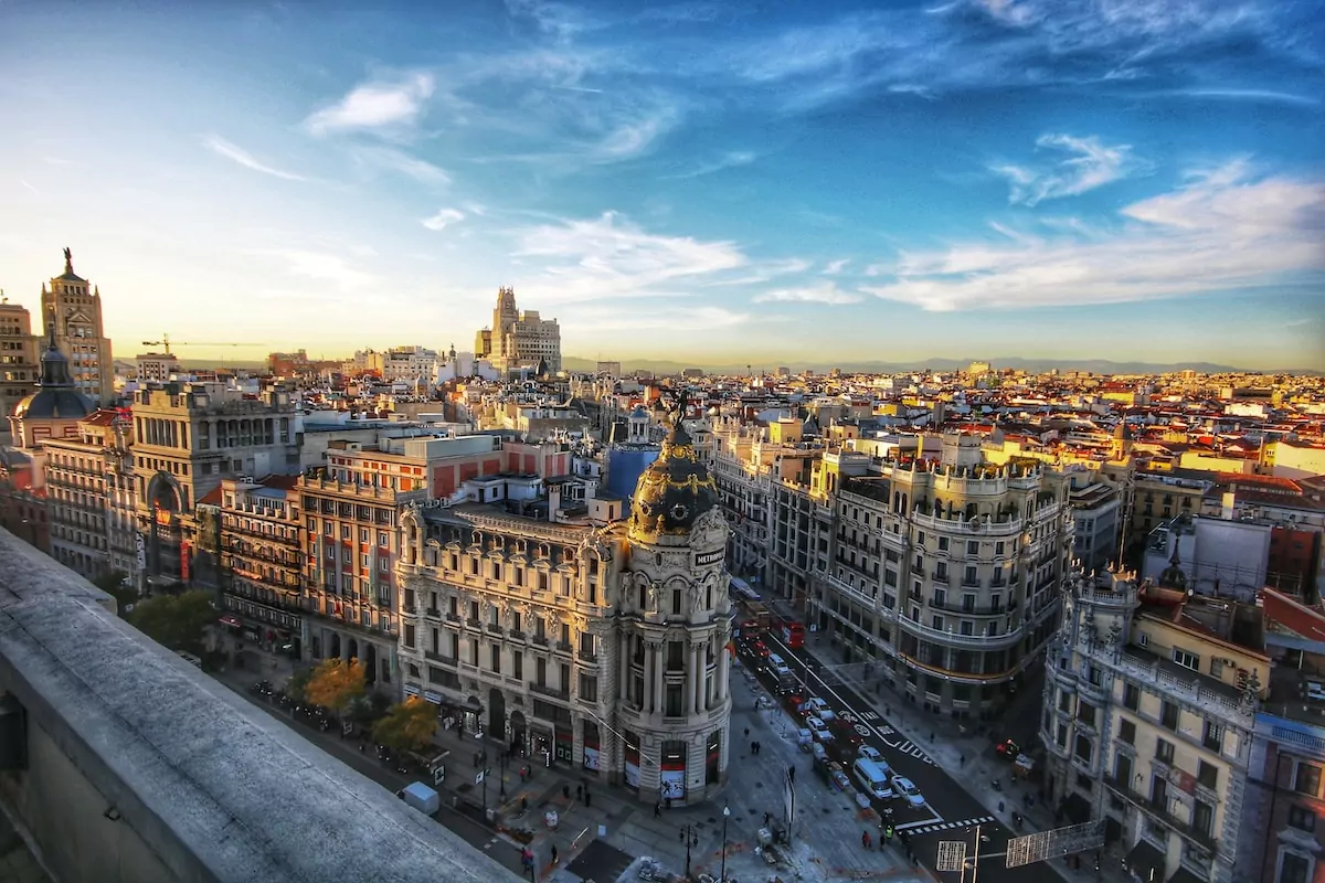 city scale under blue sky - Madrid, Spain