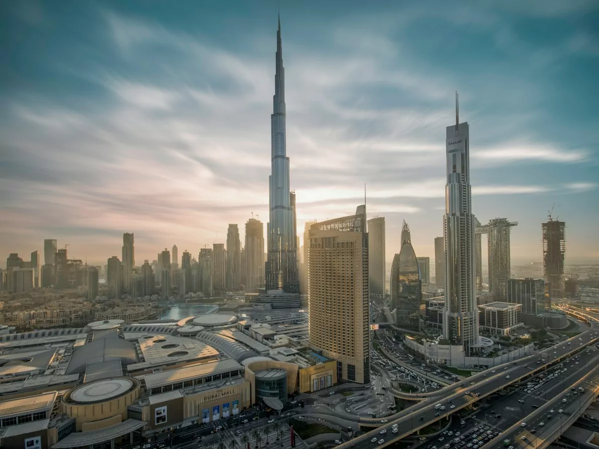 a view of a city with a lot of tall buildings - Burj Khalifa Dubai