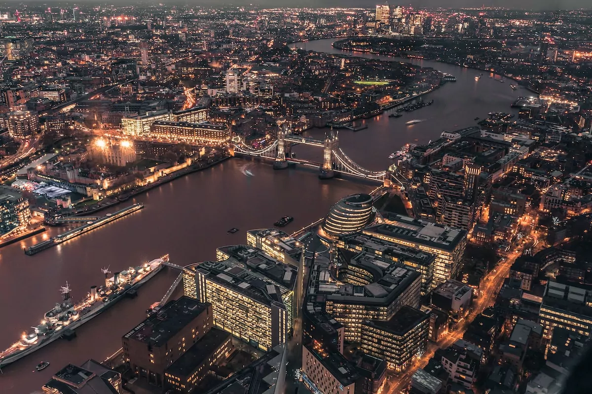 aerial view of city during dawn - London